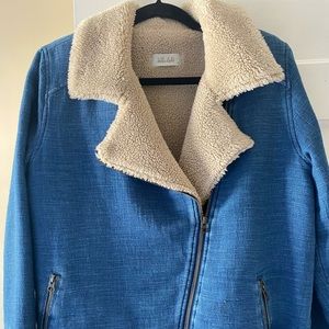 Bella Dahl Women Small Faux Shearling Blue Moto Jacket